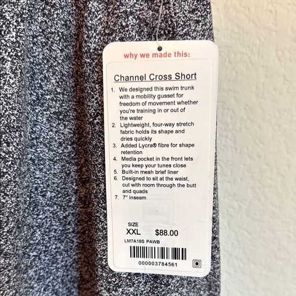 lululemon athletica Men's Black and Gray Athletic Channel Cross Shorts - Picture 3 of 4